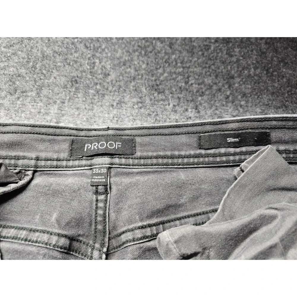 Proof Pants Mens Size 33x30 Rover Double Knee Work Canvas 5-Pocket Gray